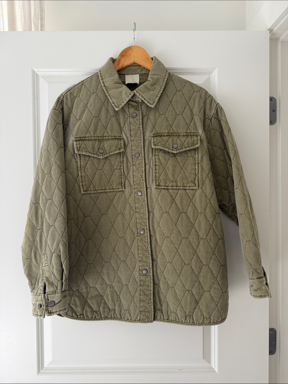 Joie Quilted Utility Jacket in Olive Green